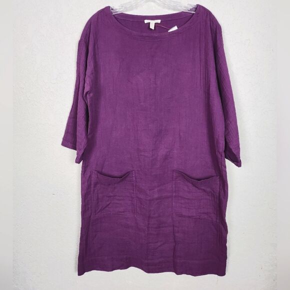 Eileen Fisher Organic Cotton Shift Dress Purple Size SP - Picture 1 of 5